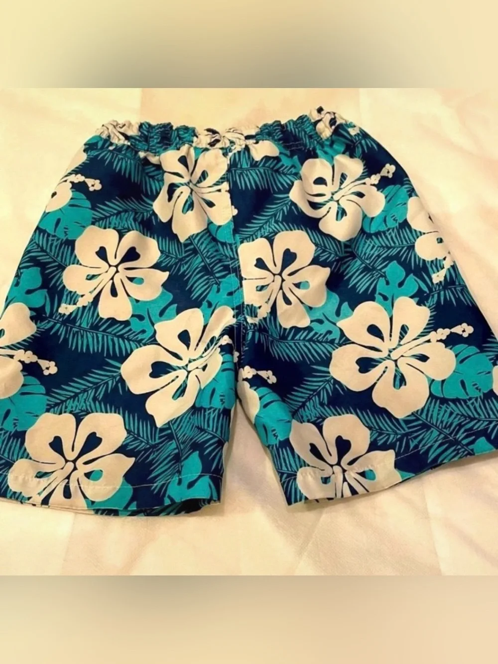 Mick Mack Ltd Boys Swim Trunks Size 6 Tropical Floral Blue Green Beach Shorts